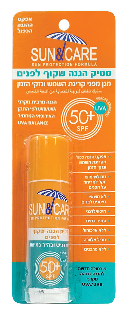 סאן&קאר סטיק שקוף לפנים + 18 SPF50מ"ל