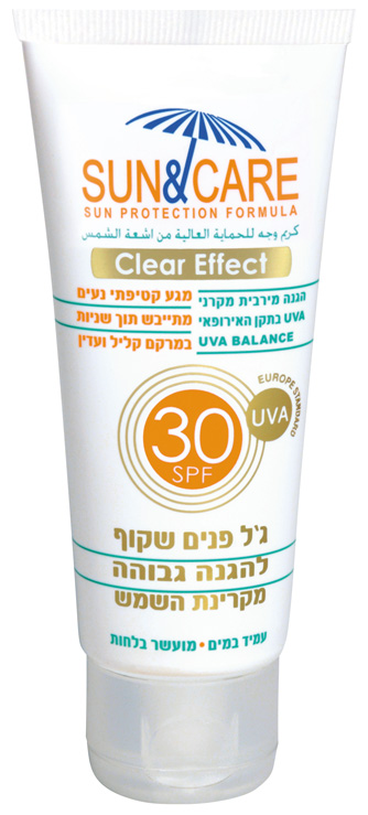 סאן&קאר ג ל הגנה שקוף לפנים 60 SPF30 UVA Bמ"ל