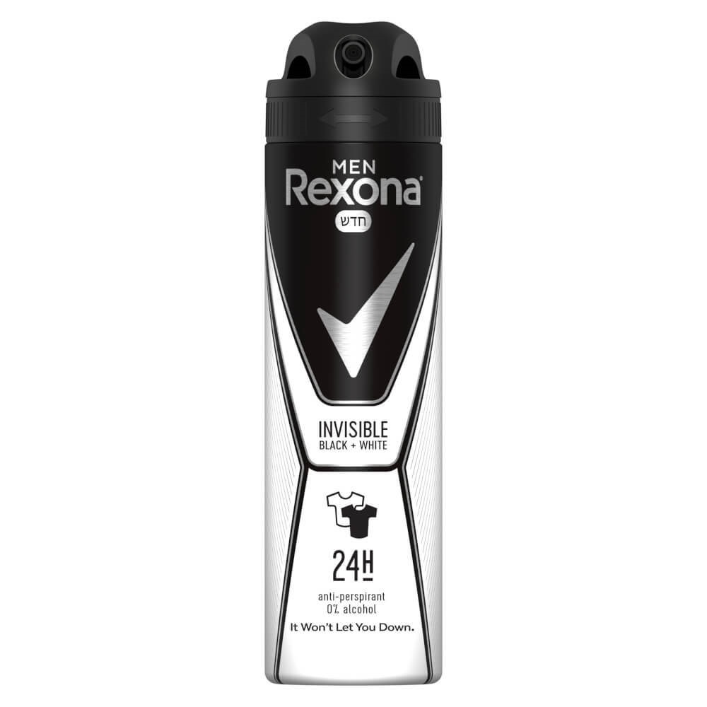 Rexona דאודורנט ספריי Invisible Dry B&W לגבר בנפח 150 Black and White