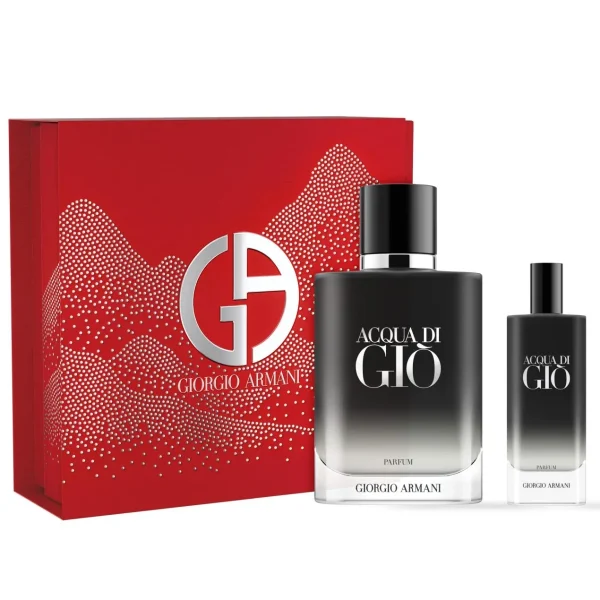Giorgio Armani Acqua Di Gio Parfum 100 ml and Parfum Travel 15 ml Set  גיורגיו ארמני אקאוה די ג'ו פרפיום סט 100 מ"ל + 15 מ"ל