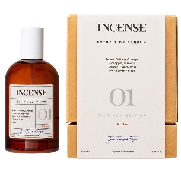 Incense #01 Amber Platinium Edition Extrait De Parfum 100 ML אינסנס מס' 1 אמבר בושם יוניסקס אקסטרט דה פרפיום 100 מ"ל
