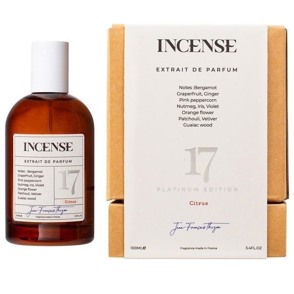 Incense #17 Citrus Platinium Edition Extrait De Parfum 100 ML אינסנס מס' 17 ציטרוס בושם יוניסקס אקסטרט דה פרפיום 100מ"ל