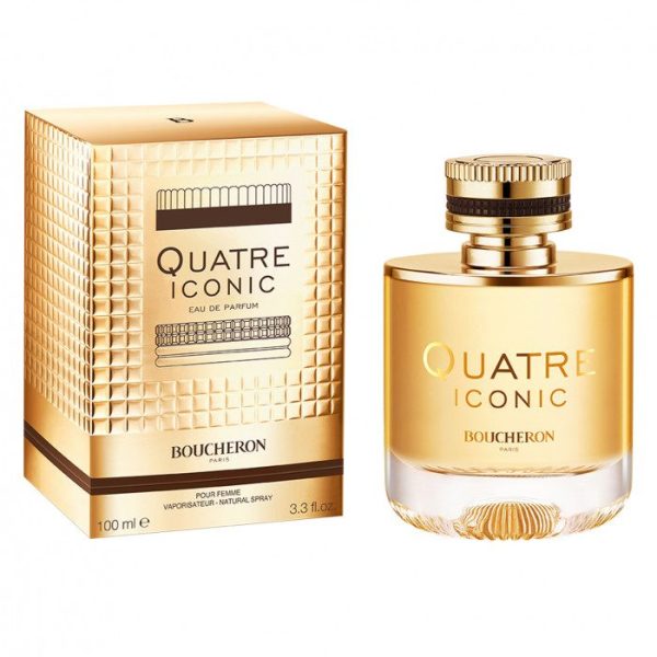 Boucheron Quatre Iconic Pour Femme Eau De Parfum Spray 100 ml בושרון קווטרה אייקוניק אדפ לאישה 100 מ"ל-מגיע באריזה פתוחה